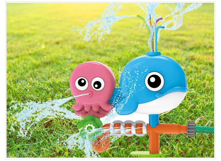 HKM-911379 Ocean Animal Outdoor Water Spray Sprinkler Toy for Kids, Eco-Friendly Plastic Fun for Ages 2 and Up