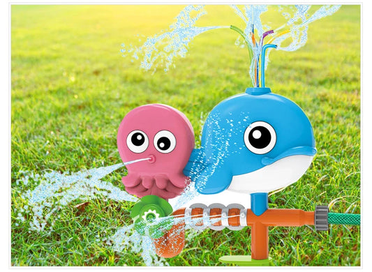 HKM-911379 Ocean Animal Outdoor Water Spray Sprinkler Toy for Kids, Eco-Friendly Plastic Fun for Ages 2 and Up