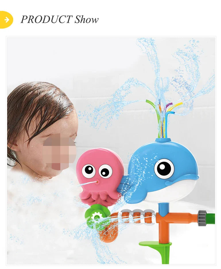 HKM-911379 Ocean Animal Outdoor Water Spray Sprinkler Toy for Kids, Eco-Friendly Plastic Fun for Ages 2 and Up