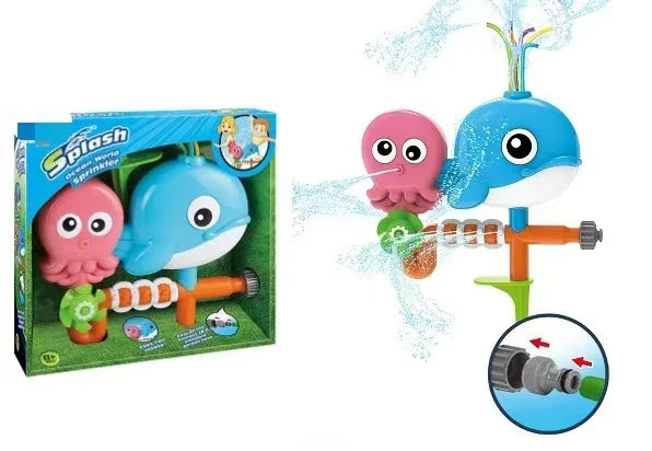 HKM-911379 Ocean Animal Outdoor Water Spray Sprinkler Toy for Kids, Eco-Friendly Plastic Fun for Ages 2 and Up
