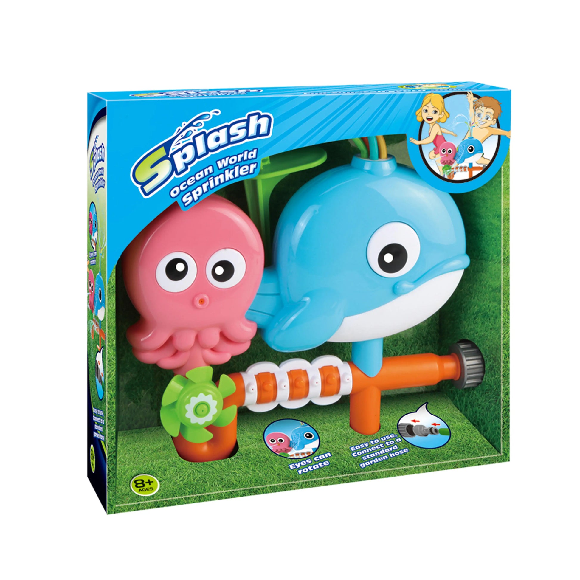 HKM-911379 Ocean Animal Outdoor Water Spray Sprinkler Toy for Kids, Eco-Friendly Plastic Fun for Ages 2 and Up