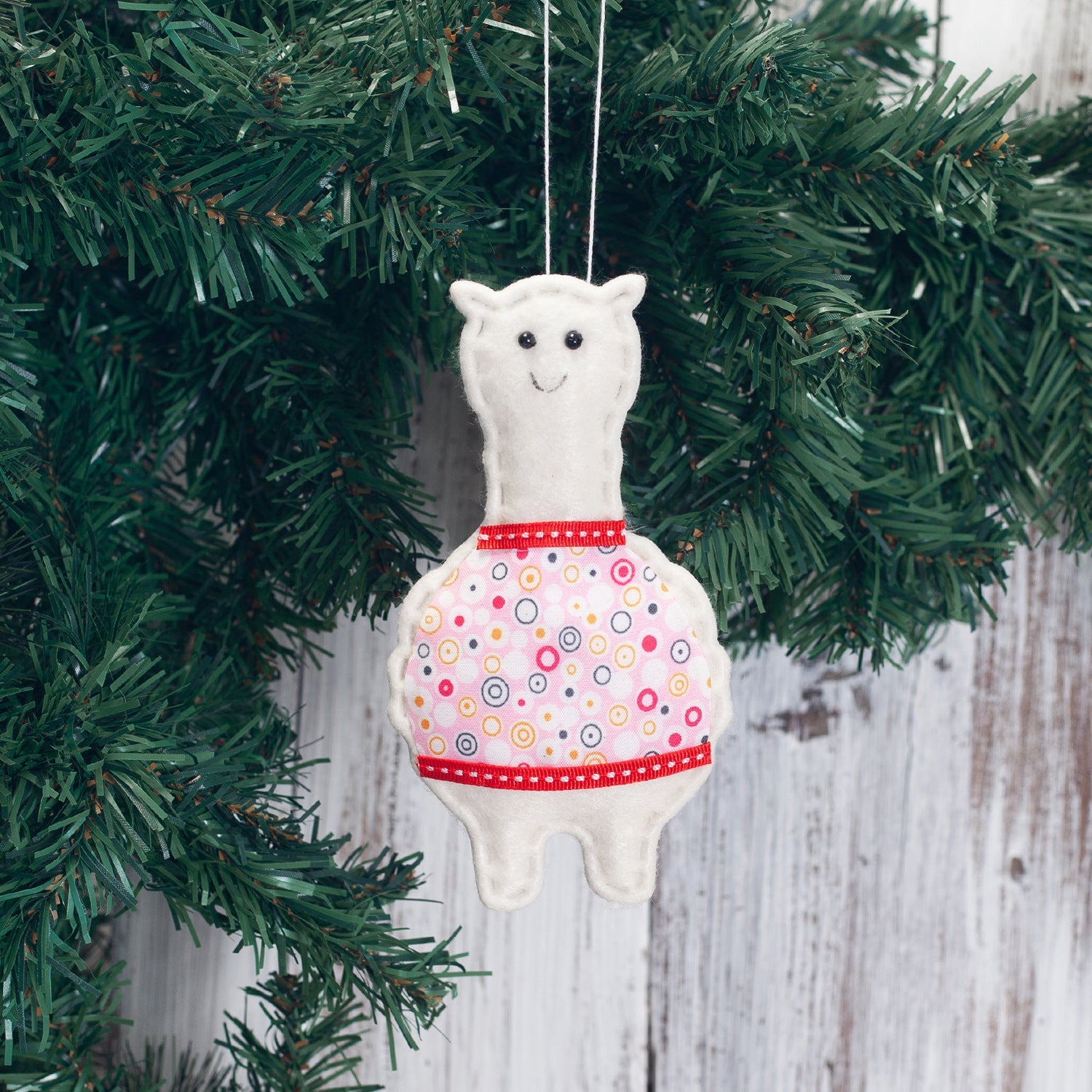 HKM-911507 Alpaca Christmas Tree Pendant Decoration Set - 4-Piece Assortment in Various Styles