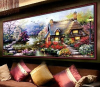 HKM-911699 Mona Lisa Garden Cottage Cross Stitch Art for Small Living Landscapes