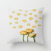 HKM-911763 Peach Skin Cushion Cover with Plant Pattern - 45x45cm Pillow Cover