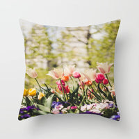 HKM-911763 Peach Skin Cushion Cover with Plant Pattern - 45x45cm Pillow Cover