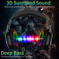 HKM-911763 RGB Lighting Effect Gaming Headset with 7.1 Surround Sound and Omnidirectional Microphone