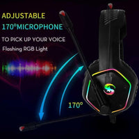 HKM-911763 RGB Lighting Effect Gaming Headset with 7.1 Surround Sound and Omnidirectional Microphone