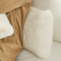 HKM-911827 Double-Sided Plush Rabbit Hair Lumbar Pillow - 30x60cm Rice White Rectangular Support Pillow