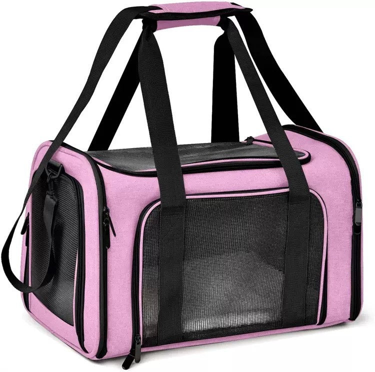 HKM-911891 Portable Foldable Hand-held Cat Carrier Bag in Solid Colors - Light and Dark Gray & Royal Blue Options