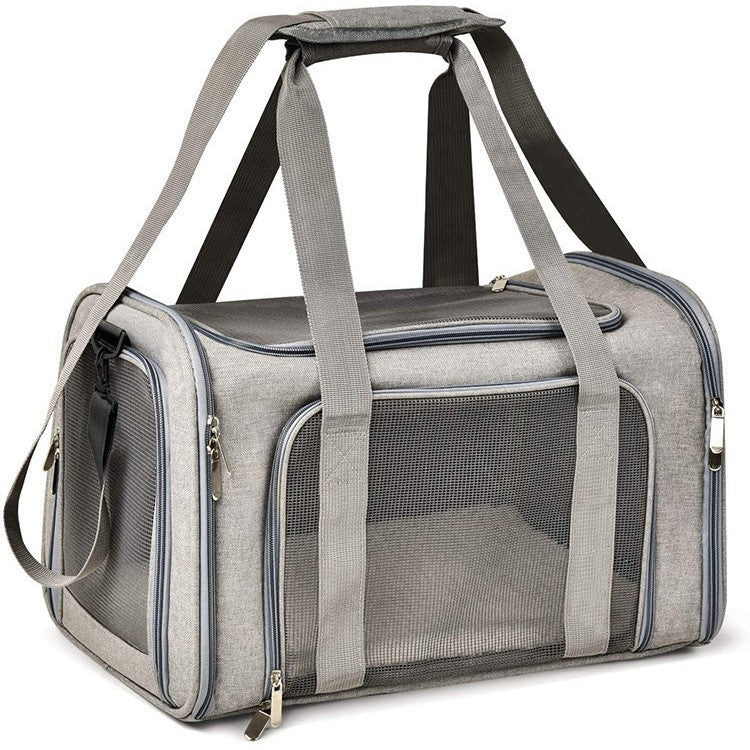 HKM-911891 Portable Foldable Hand-held Cat Carrier Bag in Solid Colors - Light and Dark Gray & Royal Blue Options