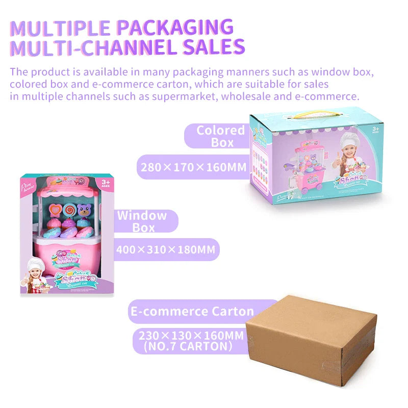HKM-911955 Pretend Play Pastry Cake Candy Cart with Music and Lights for Kids Ages 3+