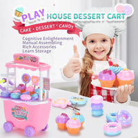 HKM-911955 Pretend Play Pastry Cake Candy Cart with Music and Lights for Kids Ages 3+