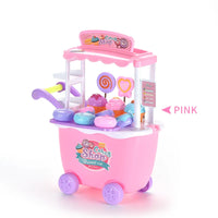 HKM-911955 Pretend Play Pastry Cake Candy Cart with Music and Lights for Kids Ages 3+