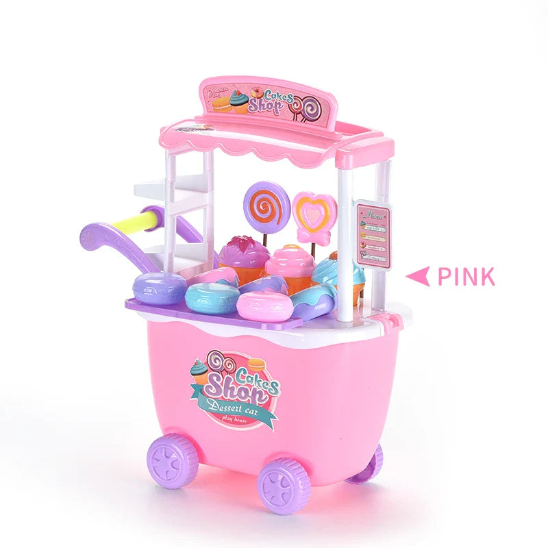 HKM-911955 Pretend Play Pastry Cake Candy Cart with Music and Lights for Kids Ages 3+