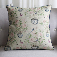 HKM-912019 Floral Plant Pattern Cushion Cover - 45x45cm, Blended Material, Multiple Colors Available