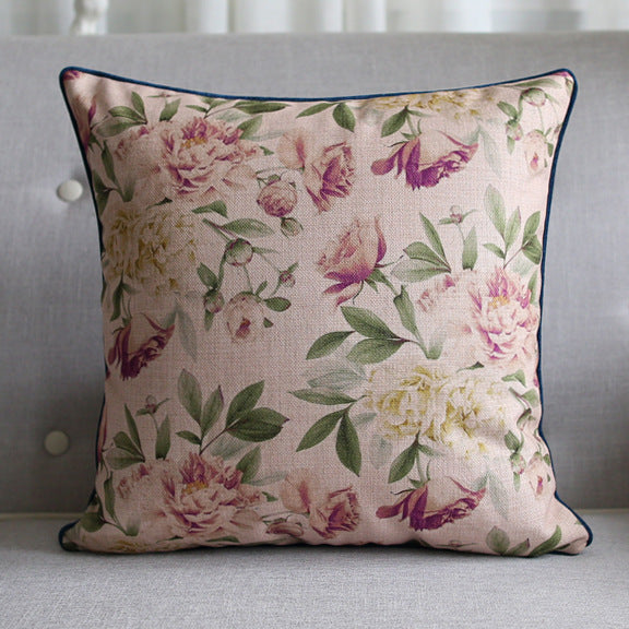 HKM-912019 Floral Plant Pattern Cushion Cover - 45x45cm, Blended Material, Multiple Colors Available