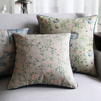 HKM-912019 Floral Plant Pattern Cushion Cover - 45x45cm, Blended Material, Multiple Colors Available