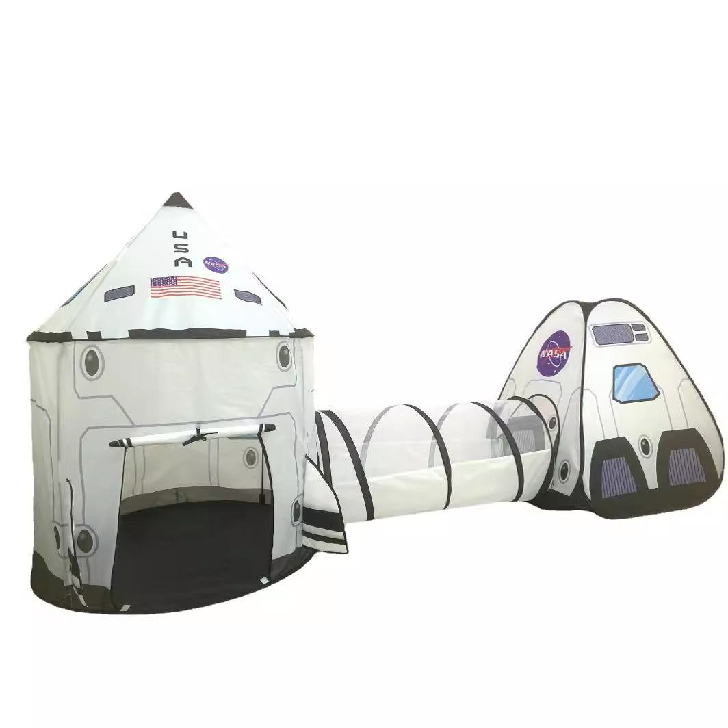 HKM-912211 Foldable Children's Indoor Tent with Tunnel and Triangle - Interactive Playhouse for Kids Ages 4-6