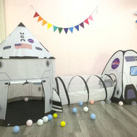 HKM-912211 Foldable Children's Indoor Tent with Tunnel and Triangle - Interactive Playhouse for Kids Ages 4-6