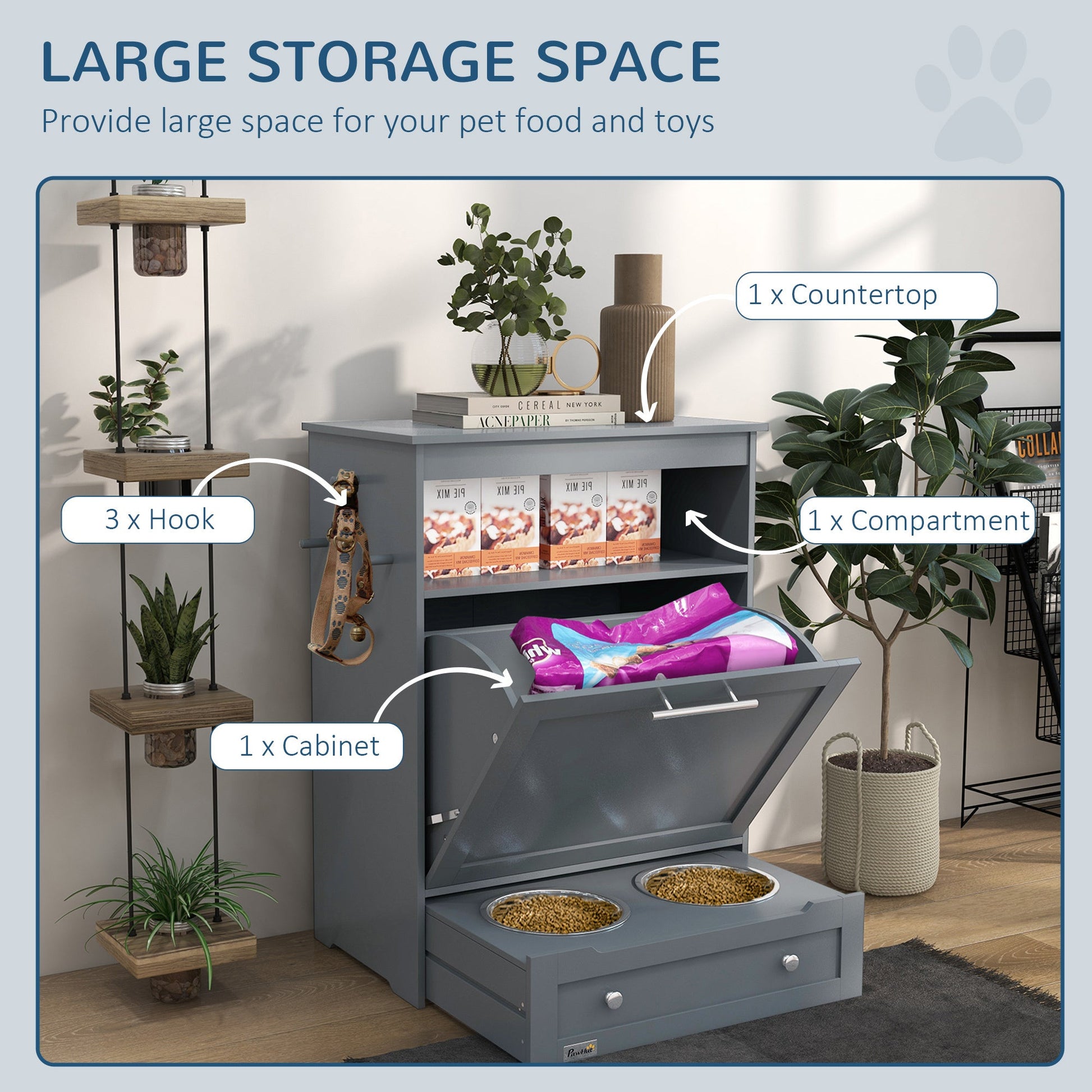 HKM-912467 Pet Feeder Stations, Lockers, Dog Food Storage Containers