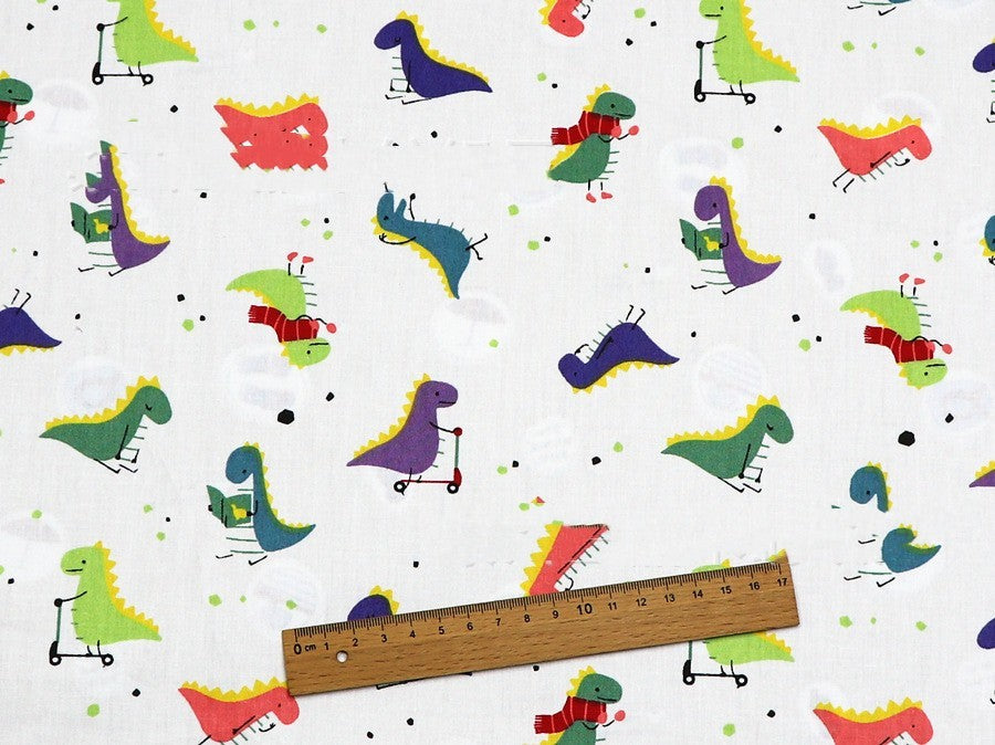 HKM-912531 Dinosaur Pattern Cotton Fabric Set – 100% Natural, Four-Piece Collection