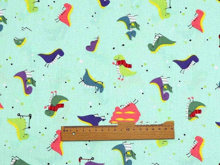 HKM-912531 Dinosaur Pattern Cotton Fabric Set – 100% Natural, Four-Piece Collection