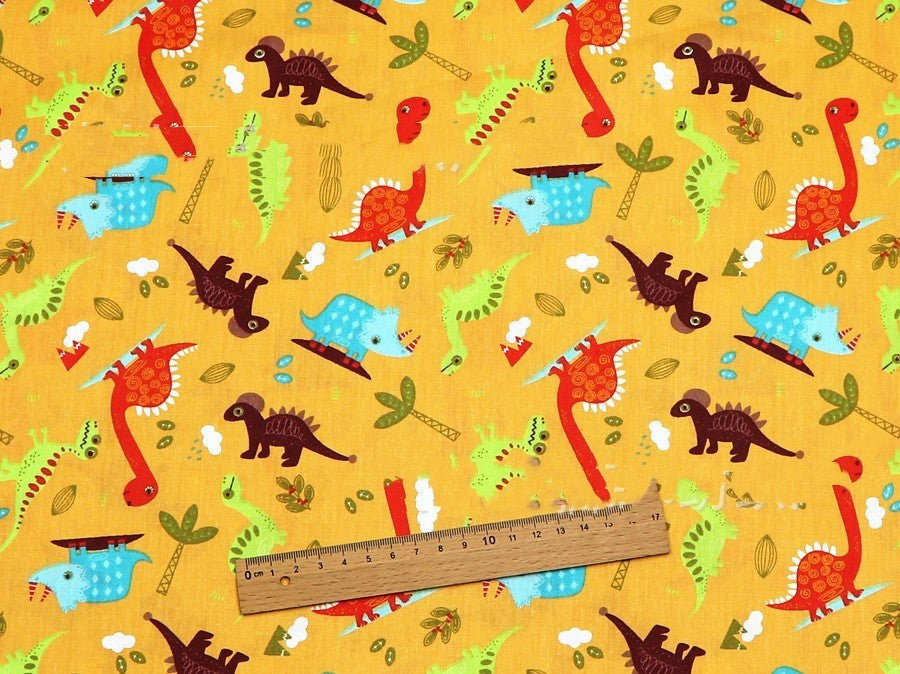 HKM-912531 Dinosaur Pattern Cotton Fabric Set – 100% Natural, Four-Piece Collection
