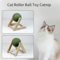 HKM-912531 Giant Catnip Ball with Wooden Holder for Indoor Cats - Safe and Natural Catnip Toy