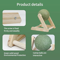 HKM-912531 Giant Catnip Ball with Wooden Holder for Indoor Cats - Safe and Natural Catnip Toy