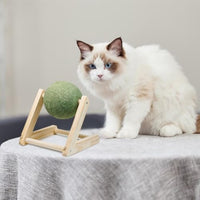 HKM-912531 Giant Catnip Ball with Wooden Holder for Indoor Cats - Safe and Natural Catnip Toy
