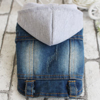 HKM-912659 Denim Vest with Gray Hat for Pets - Casual Spring/Summer Wear in Blue