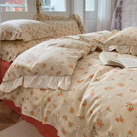 HKM-912659 Spring and Autumn Floral Cotton Bedding Set for 0.9m to 1.8m Beds