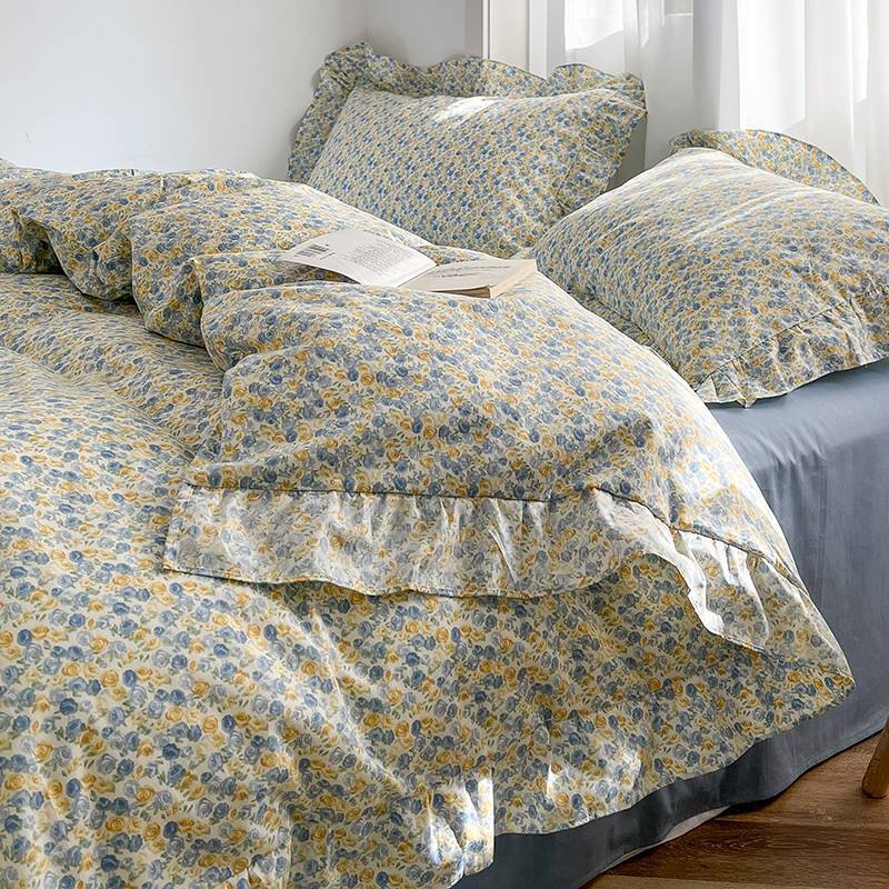 HKM-912659 Spring and Autumn Floral Cotton Bedding Set for 0.9m to 1.8m Beds