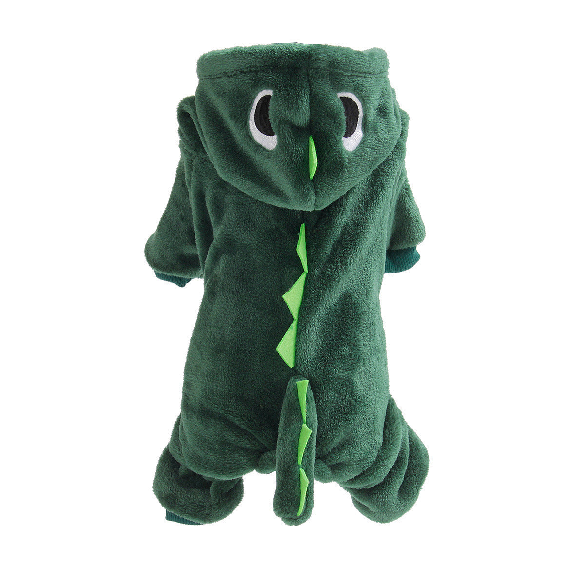 HKM-912723 Emerald Green Dinosaur-Themed Pet Clothes for Small Dogs in Coral Fleece