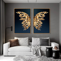 HKM-912851 Golden Butterfly Wings Decorative Artwork - Available in Multiple Sizes