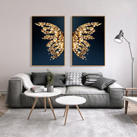HKM-912851 Golden Butterfly Wings Decorative Artwork - Available in Multiple Sizes