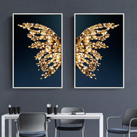 HKM-912851 Golden Butterfly Wings Decorative Artwork - Available in Multiple Sizes
