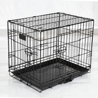 HKM-912851 Large Folding Wire Pet Cage in High Gloss Black - Dimensions 49x28x34cm, 18 Inch Design
