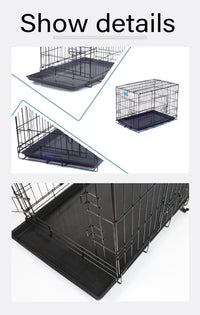 HKM-912851 Large Folding Wire Pet Cage in High Gloss Black - Dimensions 49x28x34cm, 18 Inch Design