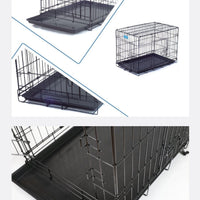 HKM-912851 Large Folding Wire Pet Cage in High Gloss Black - Dimensions 49x28x34cm, 18 Inch Design