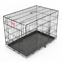 HKM-912851 Large Folding Wire Pet Cage in High Gloss Black - Dimensions 49x28x34cm, 18 Inch Design