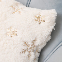 HKM-912915 Plush Snowflake Sequin Rabbit Hair Pillow Cover - Decorative Cushion Cover in Gold and Silver 45x45cm