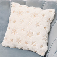 HKM-912915 Plush Snowflake Sequin Rabbit Hair Pillow Cover - Decorative Cushion Cover in Gold and Silver 45x45cm