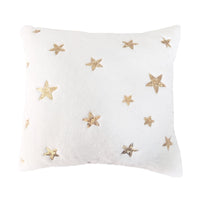 HKM-912915 Plush Snowflake Sequin Rabbit Hair Pillow Cover - Decorative Cushion Cover in Gold and Silver 45x45cm