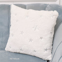 HKM-912915 Plush Snowflake Sequin Rabbit Hair Pillow Cover - Decorative Cushion Cover in Gold and Silver 45x45cm