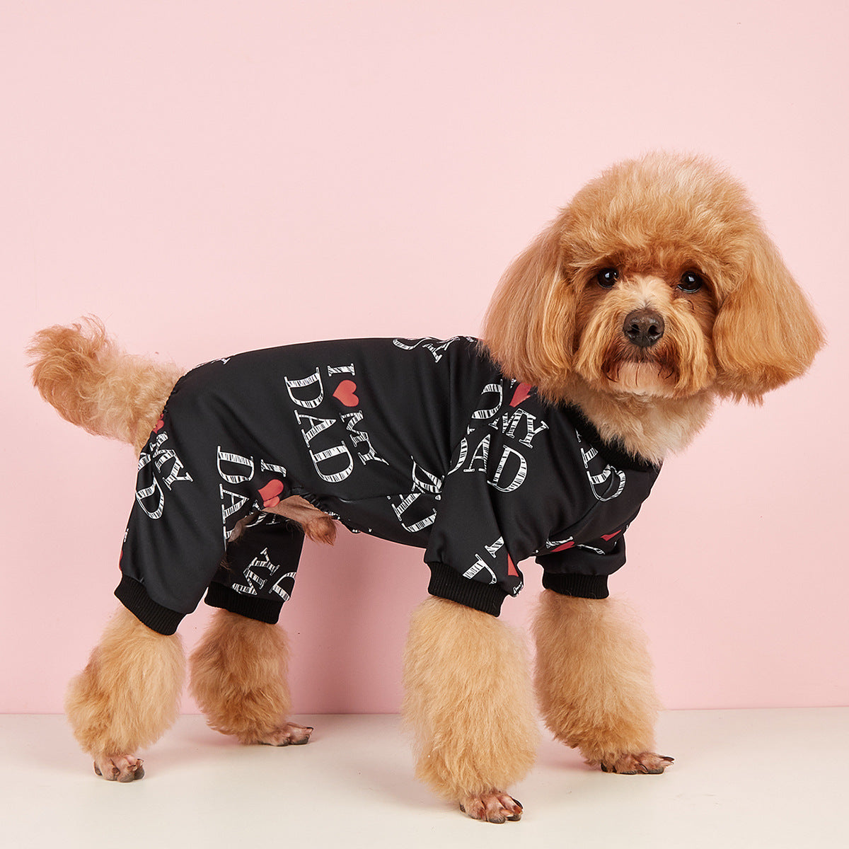 HKM-913107 Lightweight Summer Dog Jumpsuit in Black and White - Casual Four-Corner Sweater Design