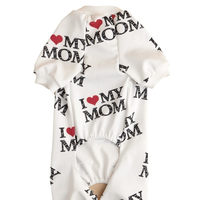 HKM-913107 Lightweight Summer Dog Jumpsuit in Black and White - Casual Four-Corner Sweater Design