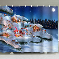 HKM-913171 Christmas Cartoon Shower Curtain - Modern Polyester Design, Multiple Sizes Available