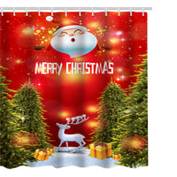 HKM-913171 Christmas Cartoon Shower Curtain - Modern Polyester Design, Multiple Sizes Available
