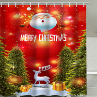 HKM-913171 Christmas Cartoon Shower Curtain - Modern Polyester Design, Multiple Sizes Available